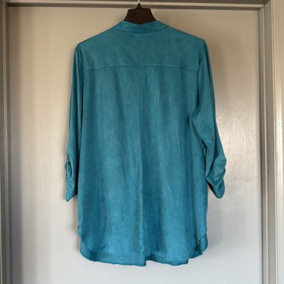 KC Khakis & Co Women's Pullover 1/4 Button Top 3/4 Sleeves Roll Tab sz 2X - Picture 2 of 6